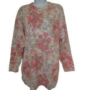 Nell Flowers by‎ J.G. Hook Vintage Wool floral sweater  M Romance Italy Cottage